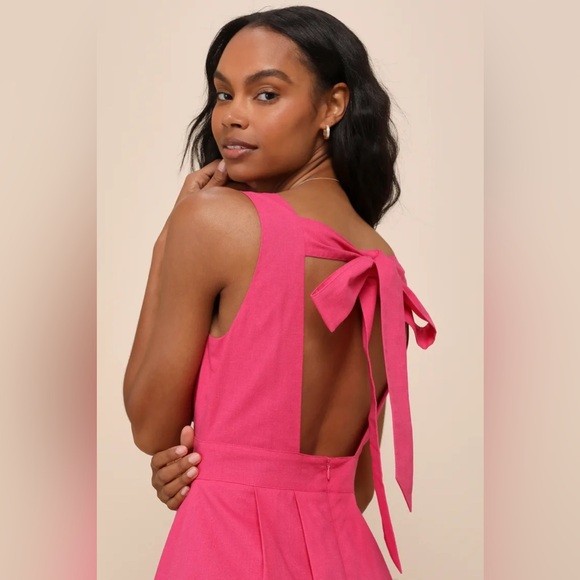 LuLus Hot Pink Linen Dress - Picture 5 of 7
